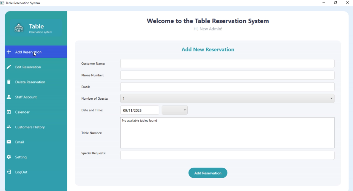 Table Reservation 2